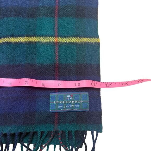 Lochcarron Lambs Wool Blue Plaid Tartan Tassel Scarf made in Scotland - Picture 3 of 4